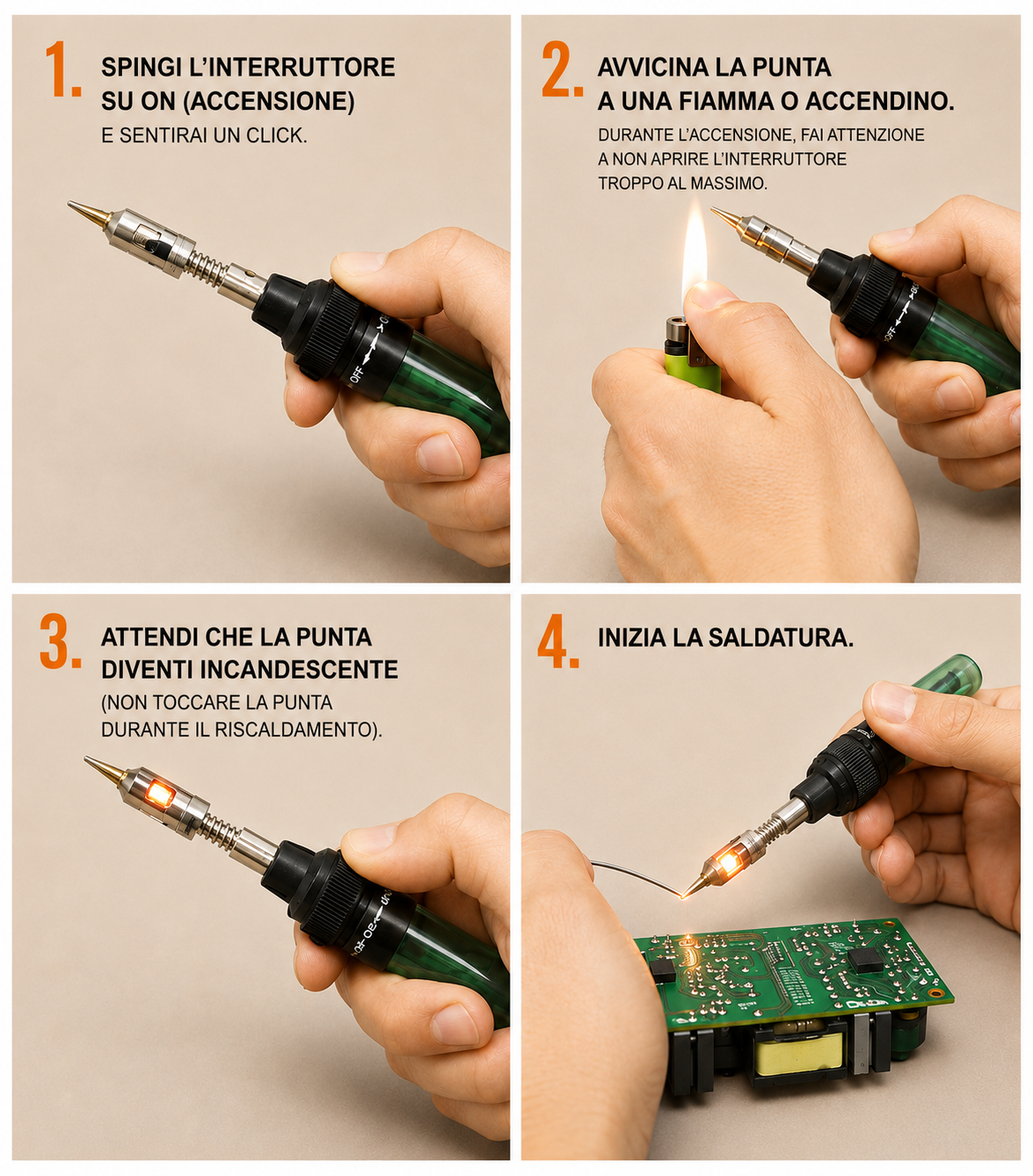 Mini Saldatore a Gas Portatile Ricaricabile Torcia per Saldatura di Precisione