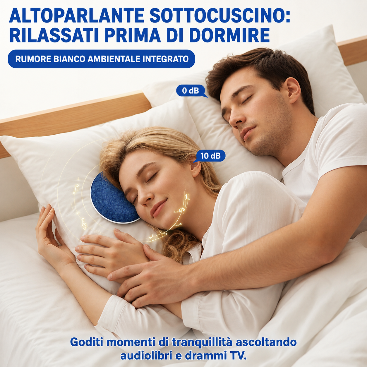 Altoparlante Bluetooth da cuscino per dormire, con rumore bianco e funzione timer