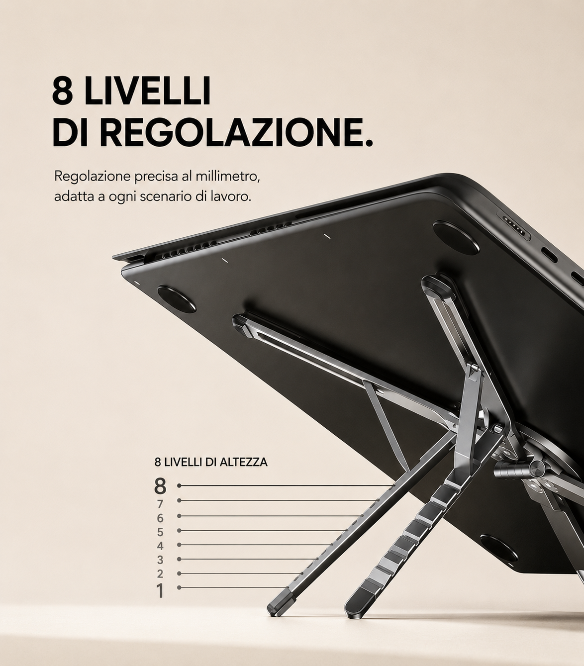 Supporto Magnetico in Alluminio Pieghevole per Laptop e Smartphone