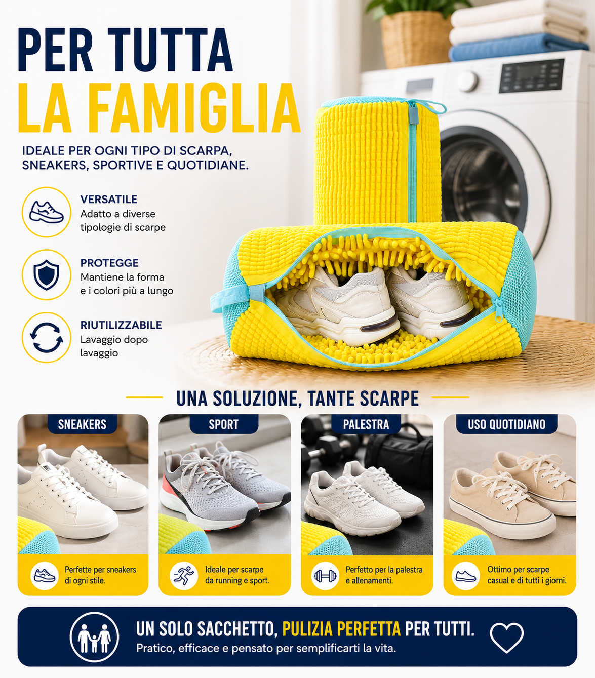 Sacco Lavapanni per Scarpe in Microfibra