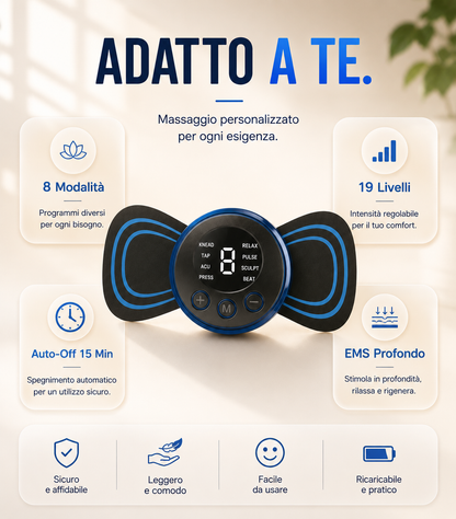 Mini elettrostimolatore muscolare EMS a farfalla 8 modalità