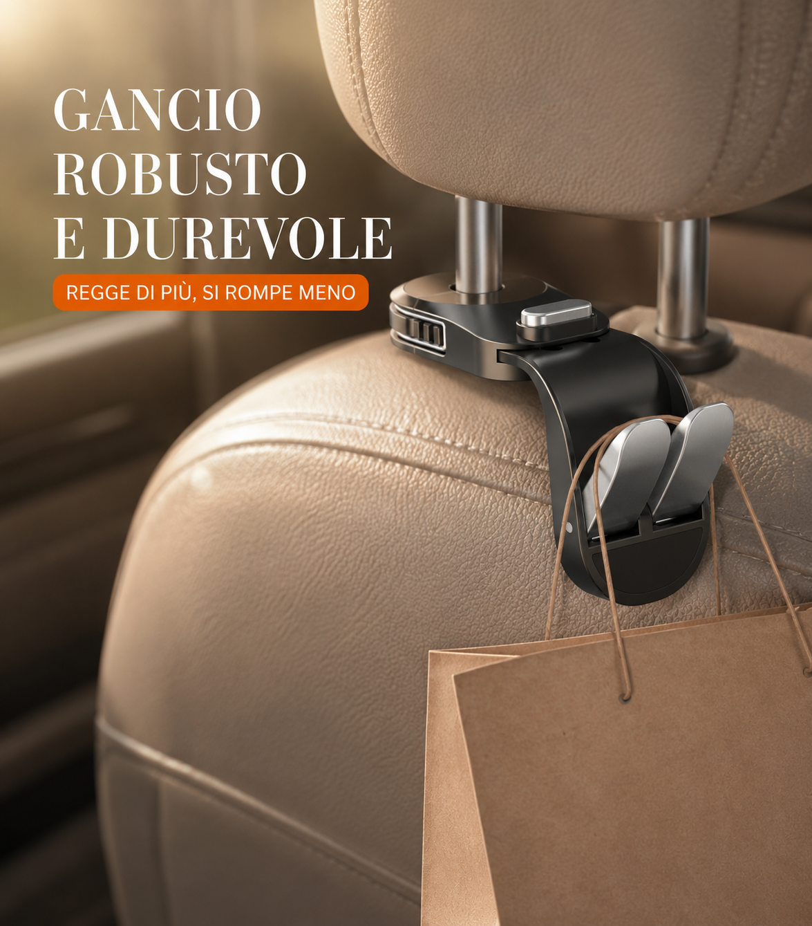 Gancio Sedile Posteriore Auto Girevole 360 Gradi Doppio