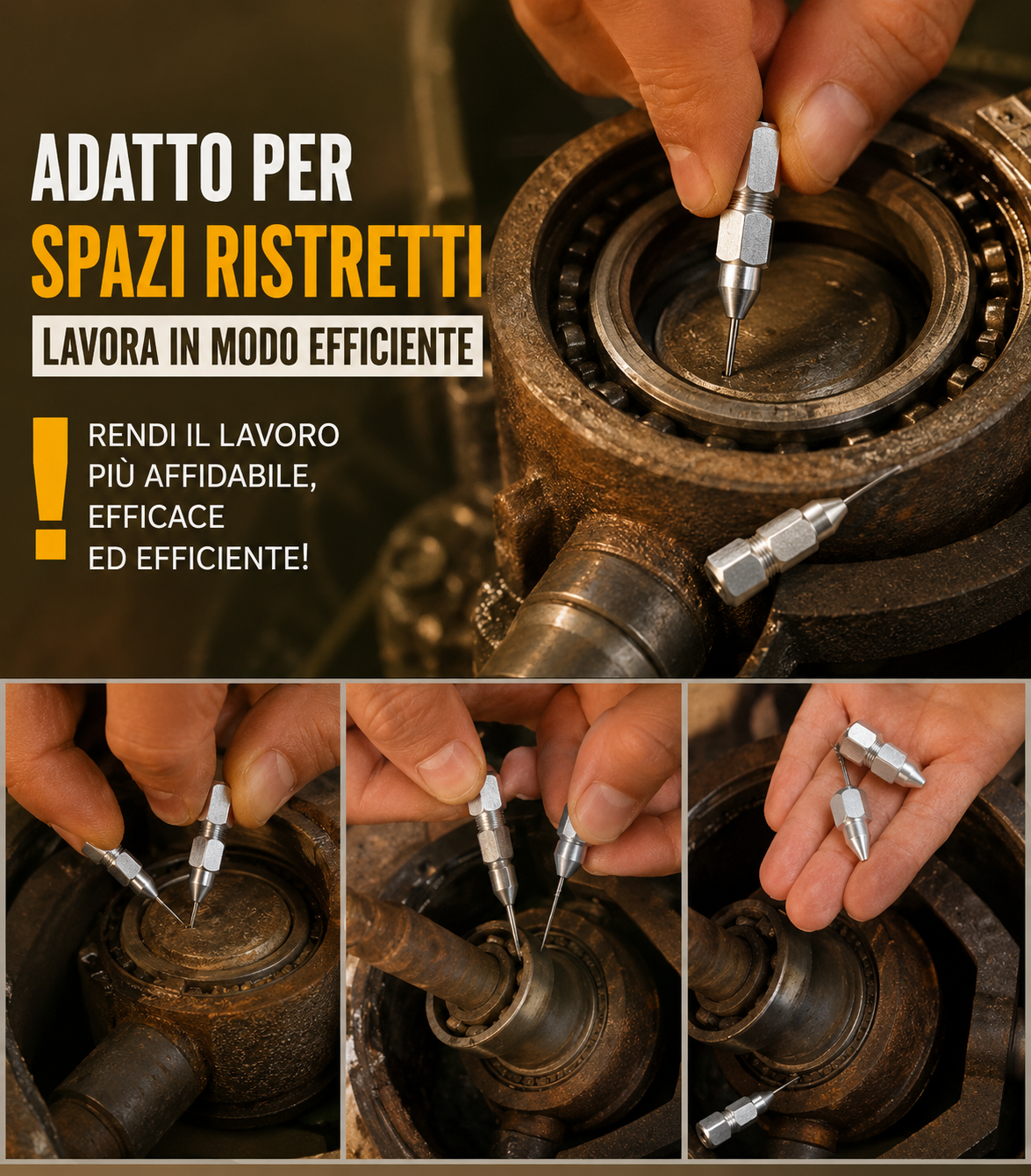 Set 5 Aghi per Pistola Ingrassatrice In Acciaio