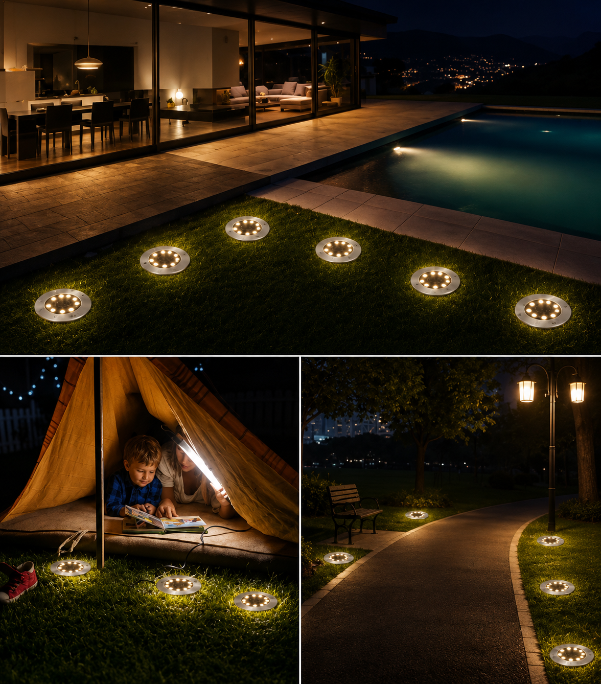 Faretti Solari da Giardino a LED Caldi da Interrare
