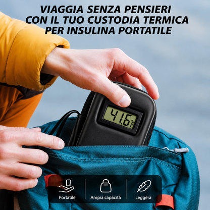 Custodia da Viaggio Porta Insulina con Display Temperatura e 2 Setti Ghiaccio