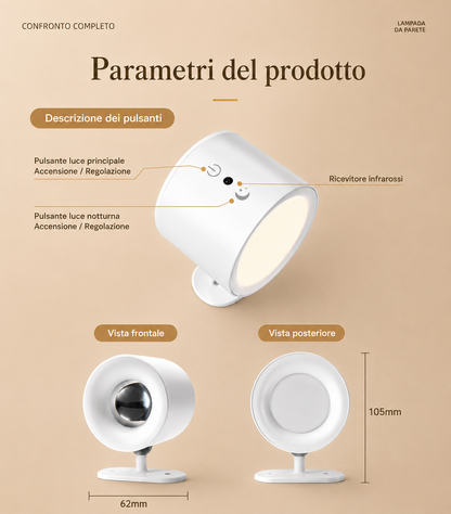 Lampada da Parete LED Adesiva Smart con Telecomando Infrarossi