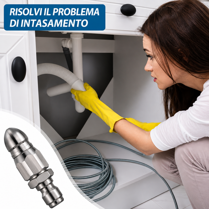 🌊 Ugello Sturatubi Alta Pressione in Acciaio Inox Autoavanzante