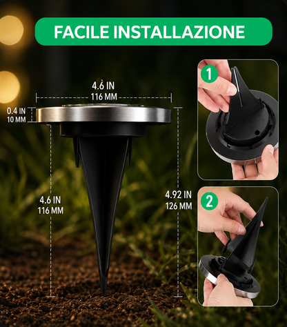 Faretti Solari da Giardino a LED Caldi da Interrare