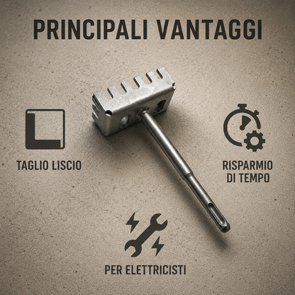 Fresa quadrata per foratura scatole elettriche da parete