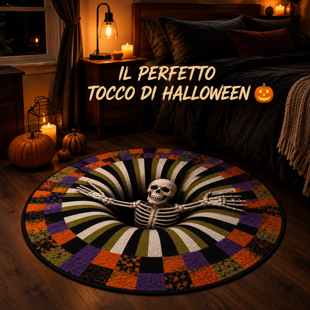 Tappeto 3D Halloween con Scheletro