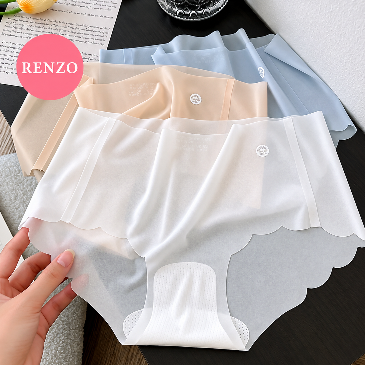 Set da 4 Slip in Seta Ghiaccio – 4 Colori Assortiti