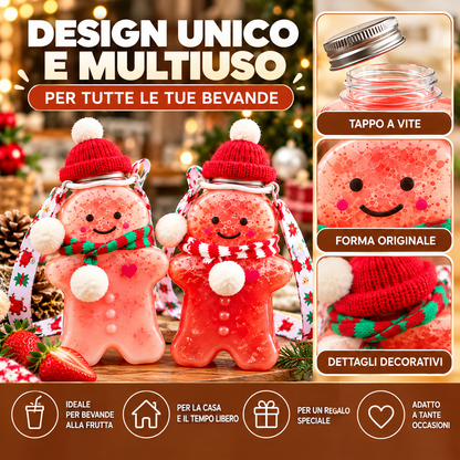 Bottiglia Natalizia a Forma di Omino di Pan di Zenzero da 500 ml