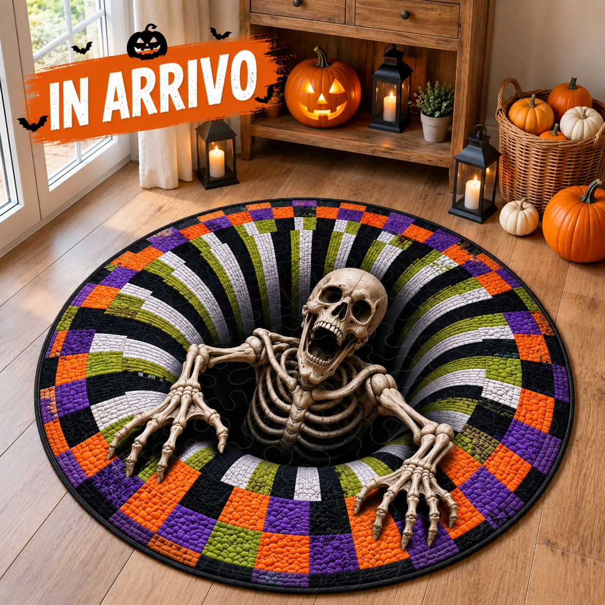 Tappeto 3D Halloween con Scheletro