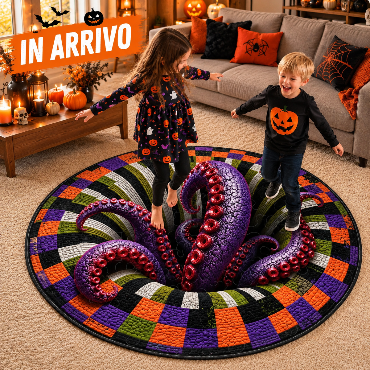 Tappeto 3D Halloween con Scheletro