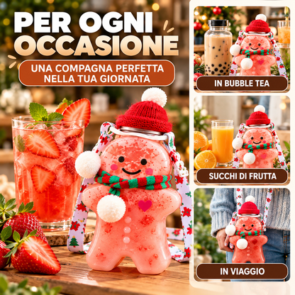 Bottiglia Natalizia a Forma di Omino di Pan di Zenzero da 500 ml
