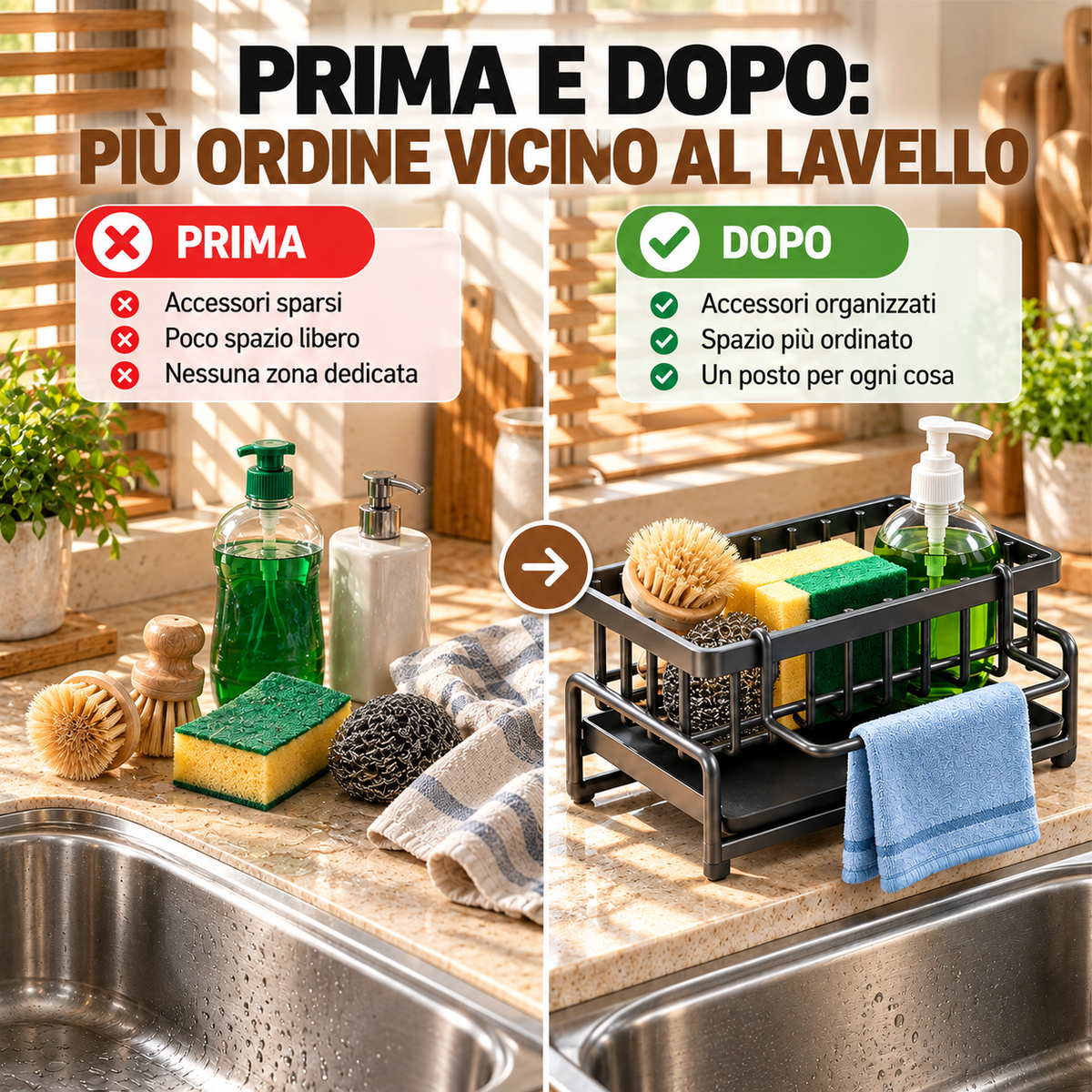 Scolapiatti Multifunzionale in Acciaio Inox per Lavello