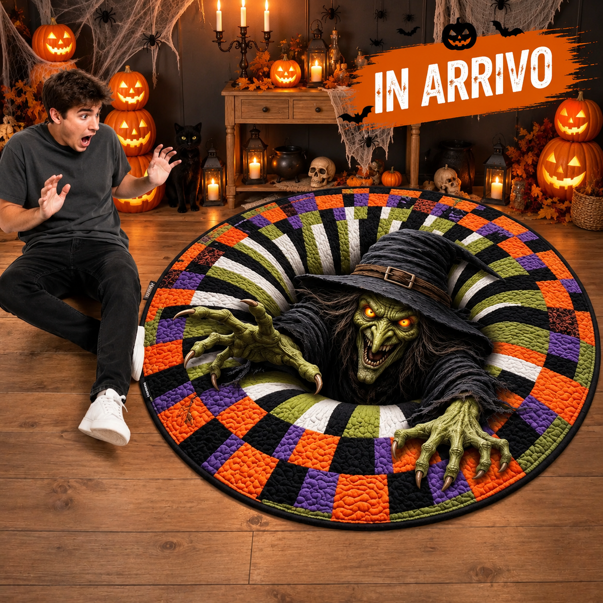 Tappeto 3D Halloween con Scheletro