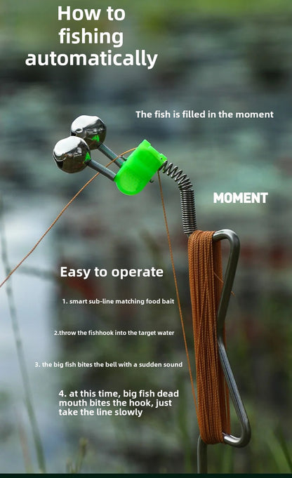 Canna da pesca con campanelli e clip allarme