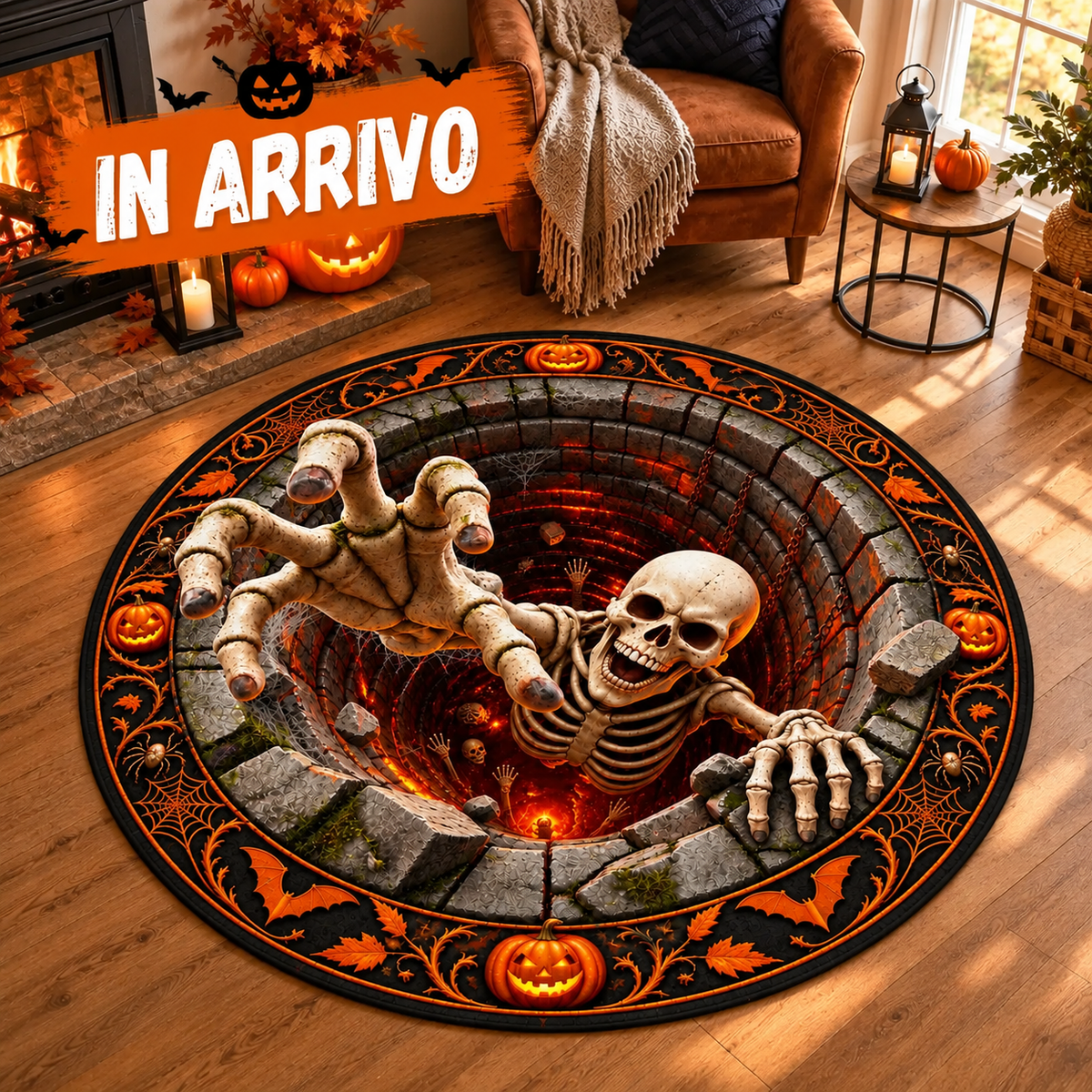 Tappeto 3D Halloween con Scheletro