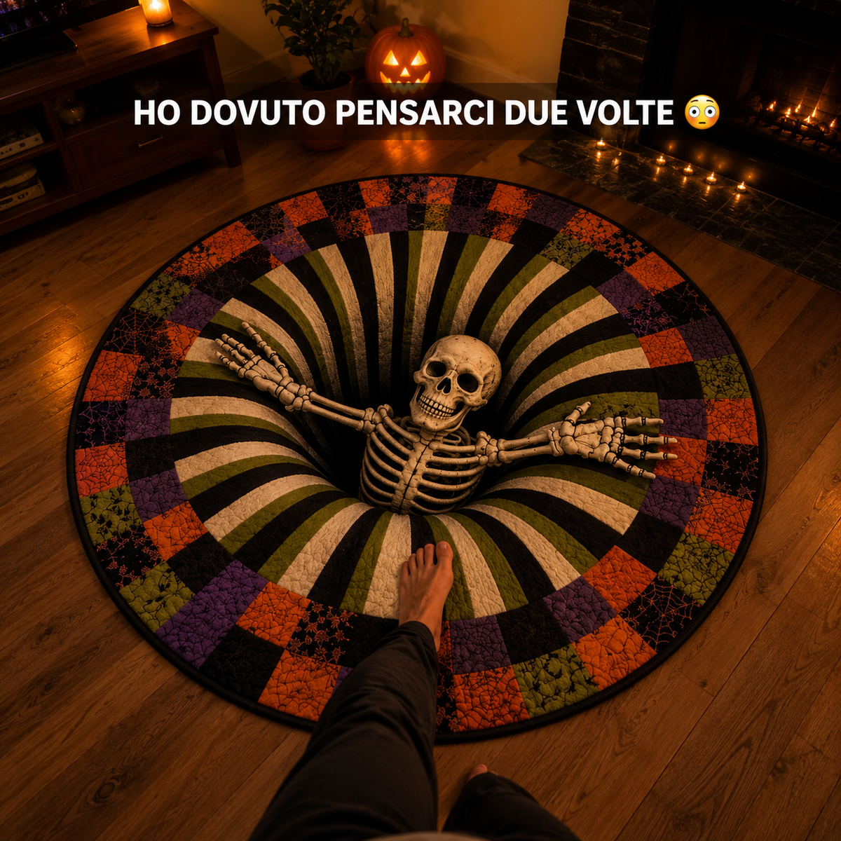 Tappeto 3D Halloween con Scheletro