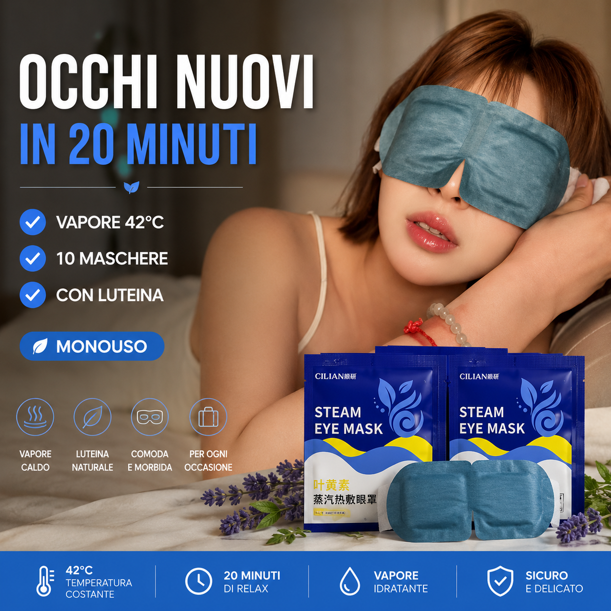 💥Maschera Relax per gli Occhi – Meno occhiaie, sonno più profondo 💥