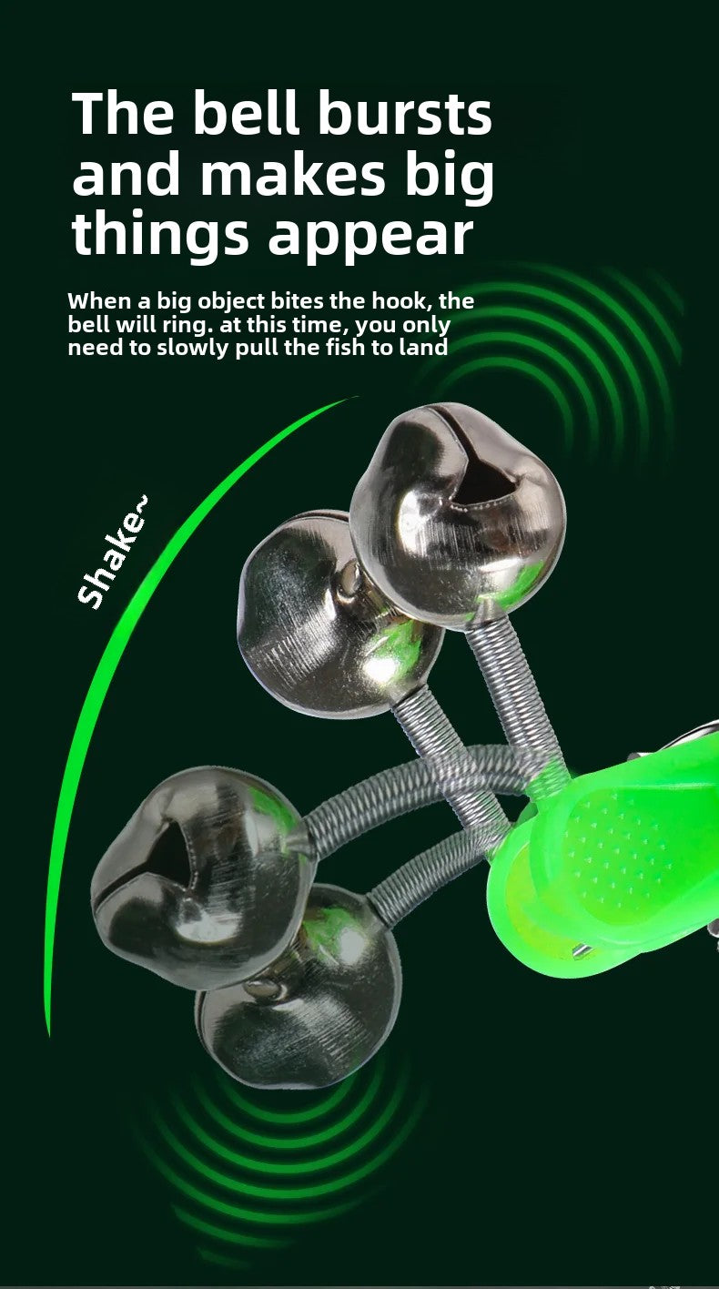 Canna da pesca con campanelli e clip allarme