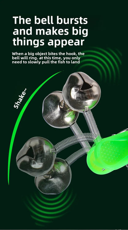 Canna da pesca con campanelli e clip allarme