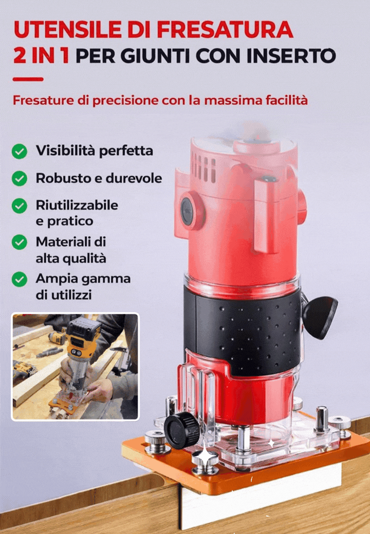 Piastra base regolabile di precisione per fresatrice per legno