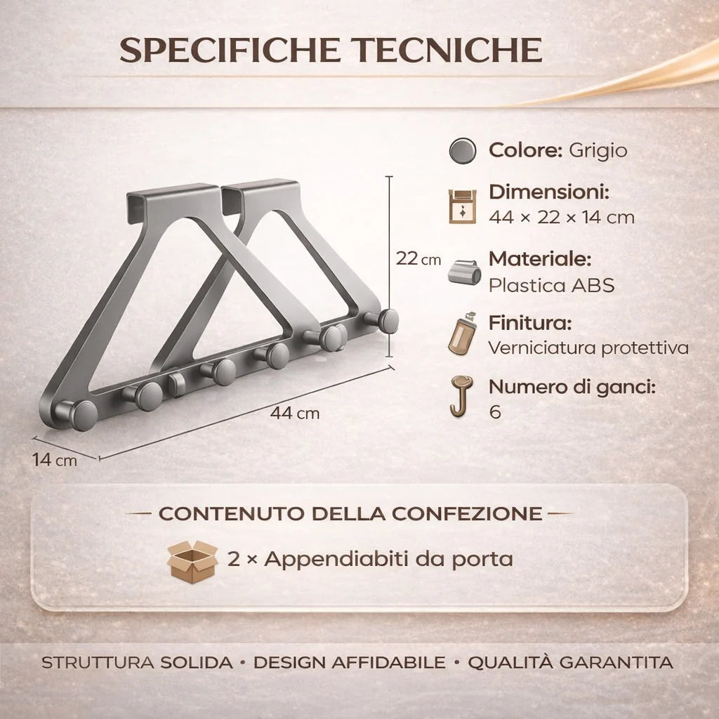🔥 Appendiabiti da porta a 6 ganci senza foratura 🔥