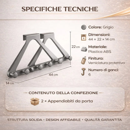 🔥 Appendiabiti da porta a 6 ganci senza foratura 🔥