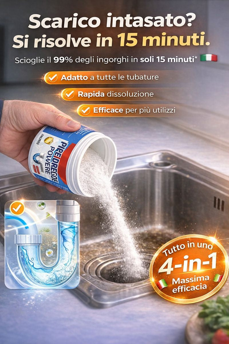Polvere Potente 4-in-1 per Sbloccare le Tubature