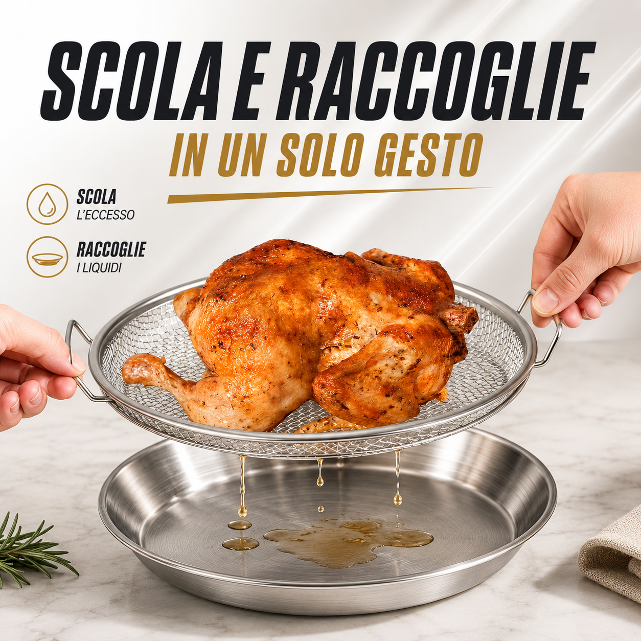 SUPER OFFERTA | Set Cestello Scola Olio con Vassoio Raccogligrasso