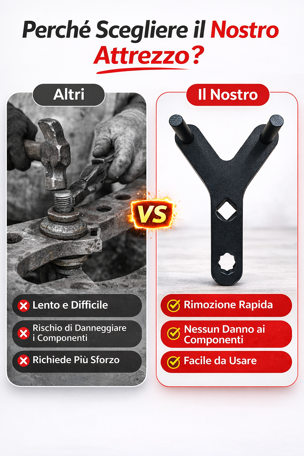 Strumento per smontaggio braccio e giunto auto