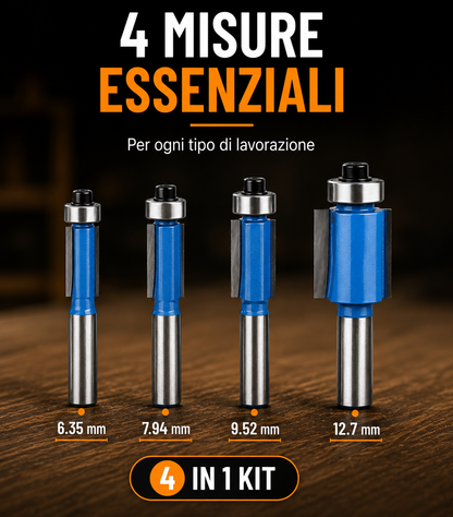 Set 4 Frese per Rifilatura Legno 6 mm