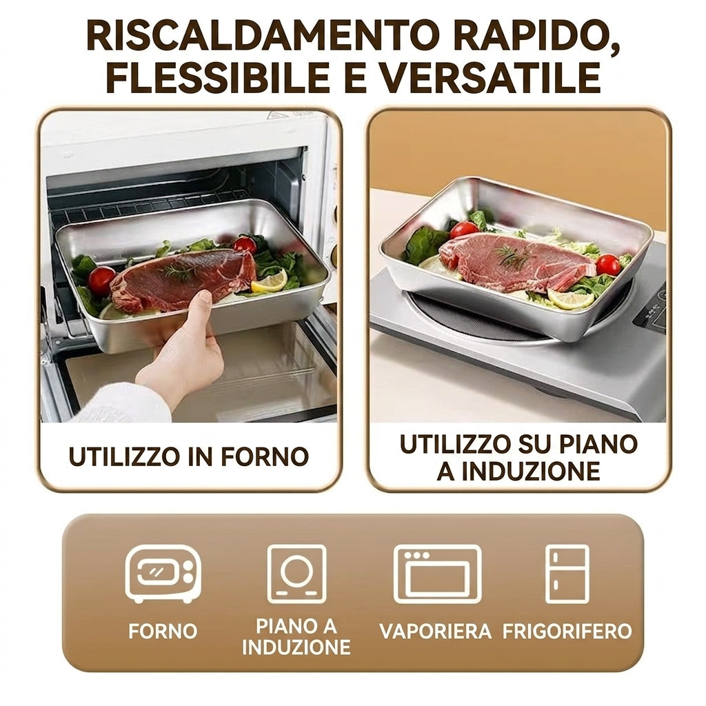 Set da 3 contenitori per alimenti in acciaio inox con coperchio