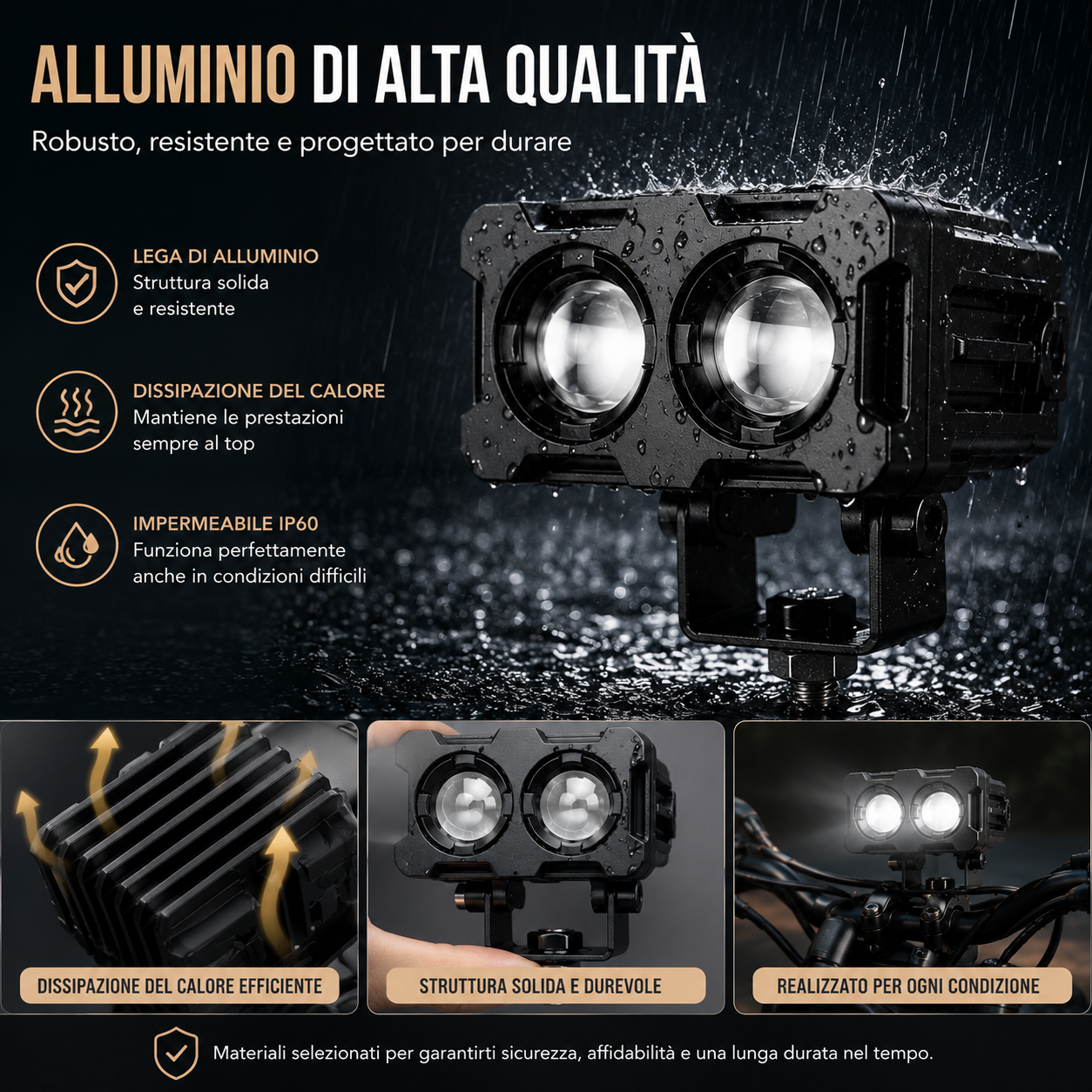 Faro LED con Lente per Moto