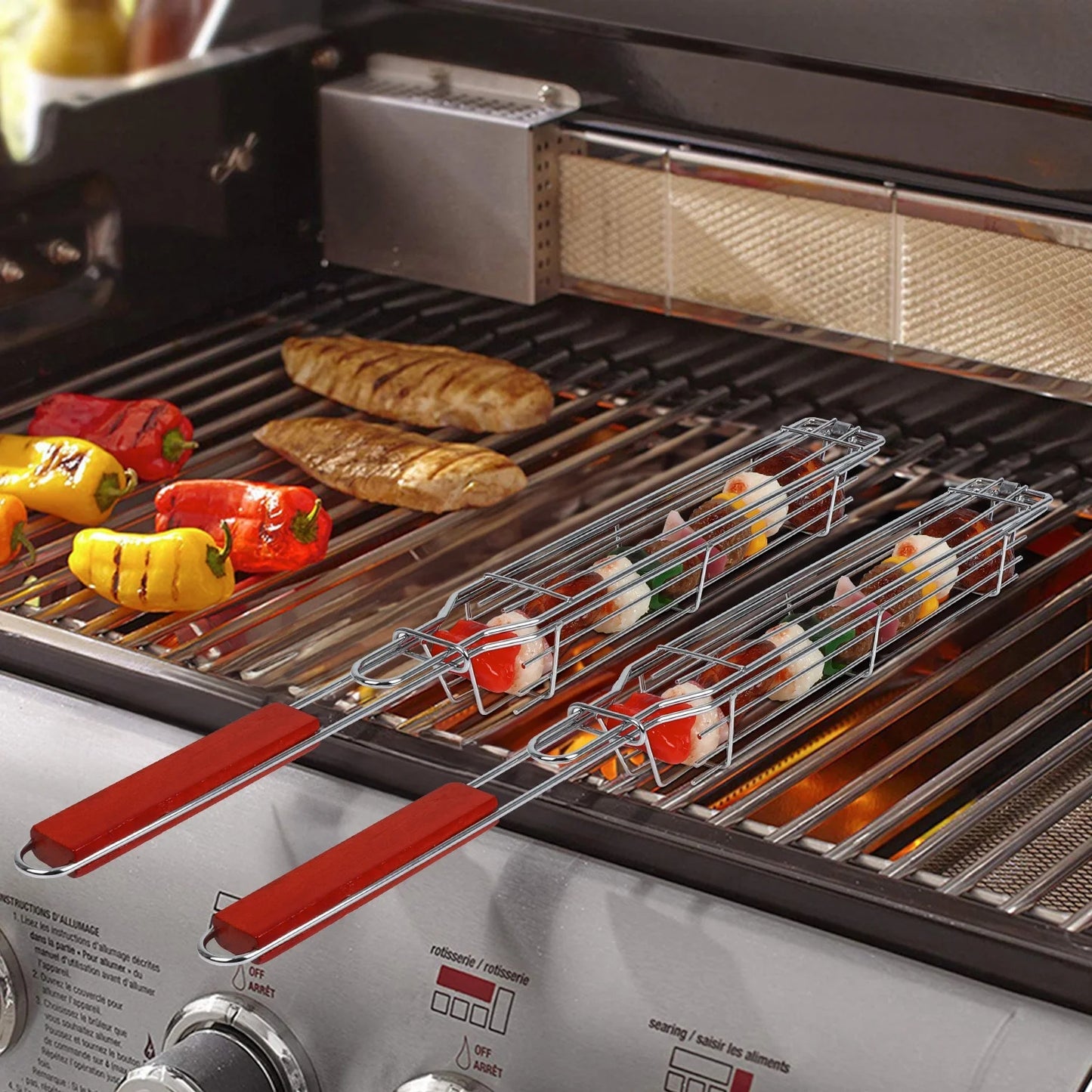 Cestello per Griglia con Manico in Legno