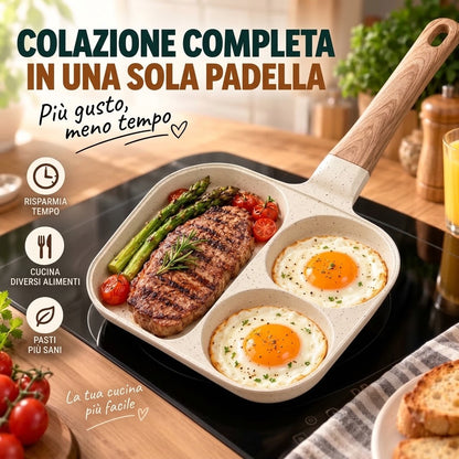 Padella antiaderente a 3 sezioni con rivestimento in pietra Maifan