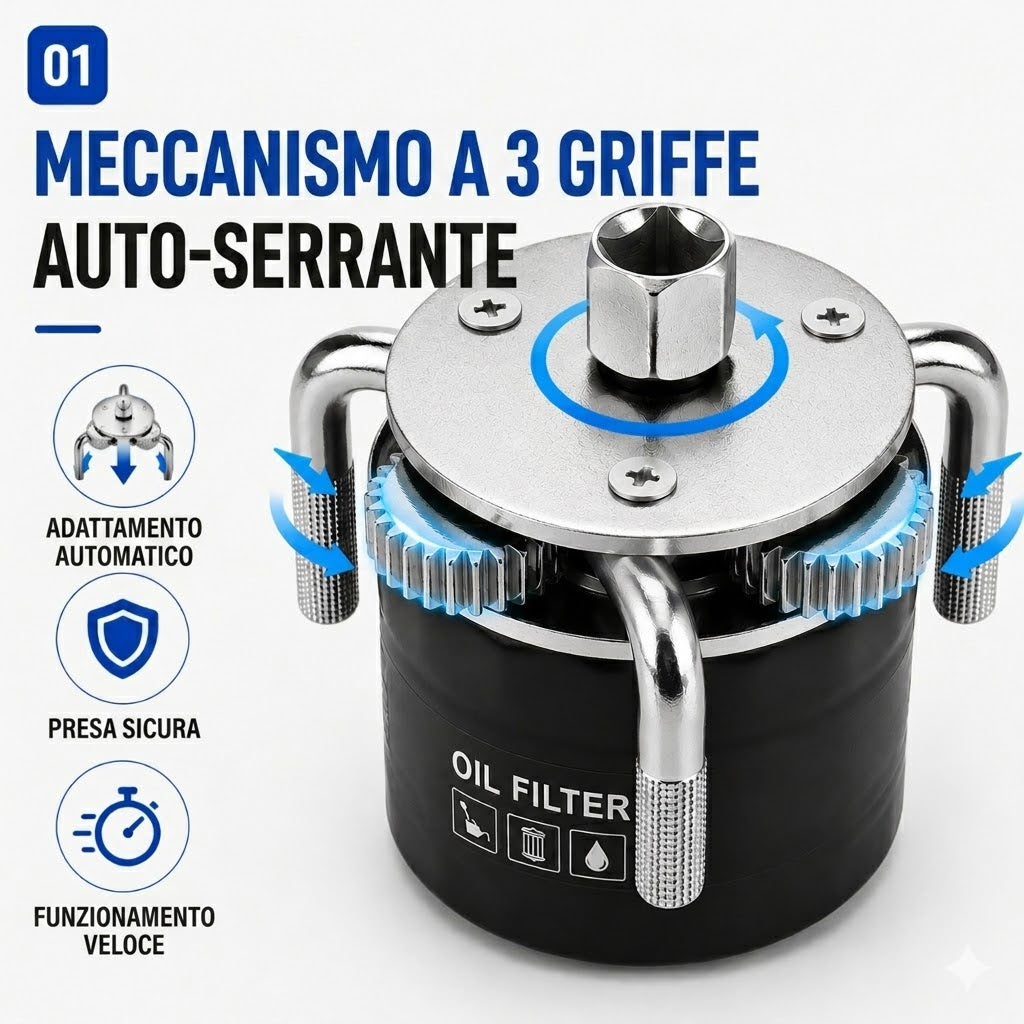 Rimozione filtro olio rapida - Presa forte in ogni mossa