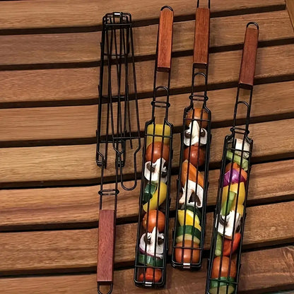 Cestello per Griglia BBQ con Manico in Legno