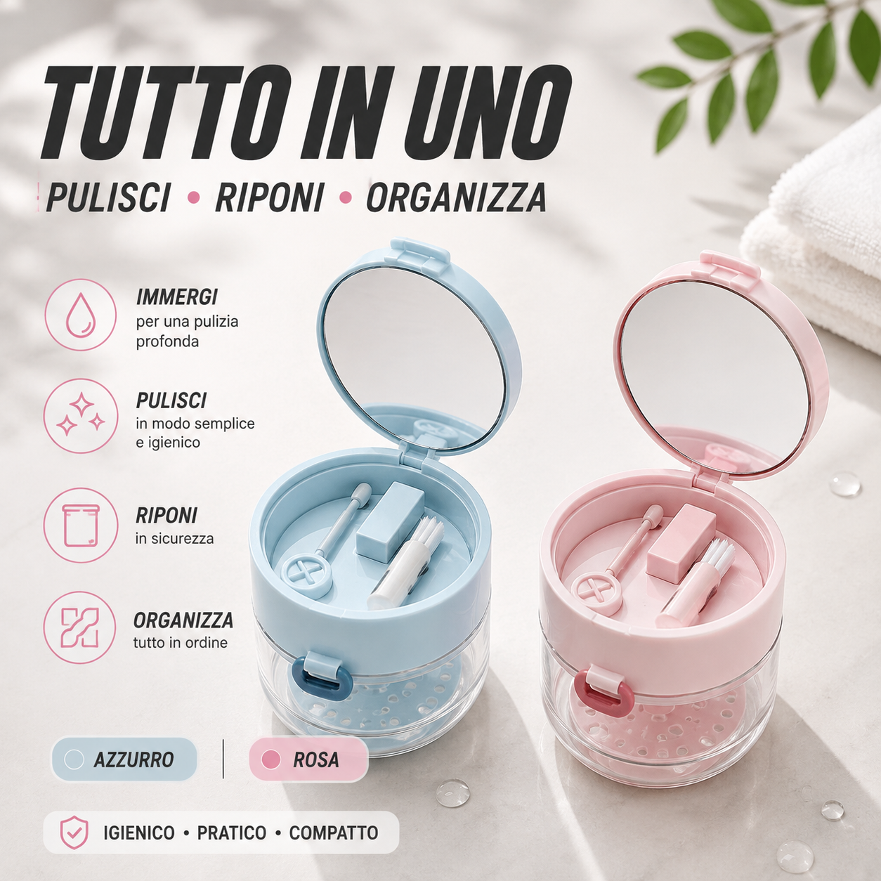 Vaschetta multifunzione per pulizia e custodia retainer