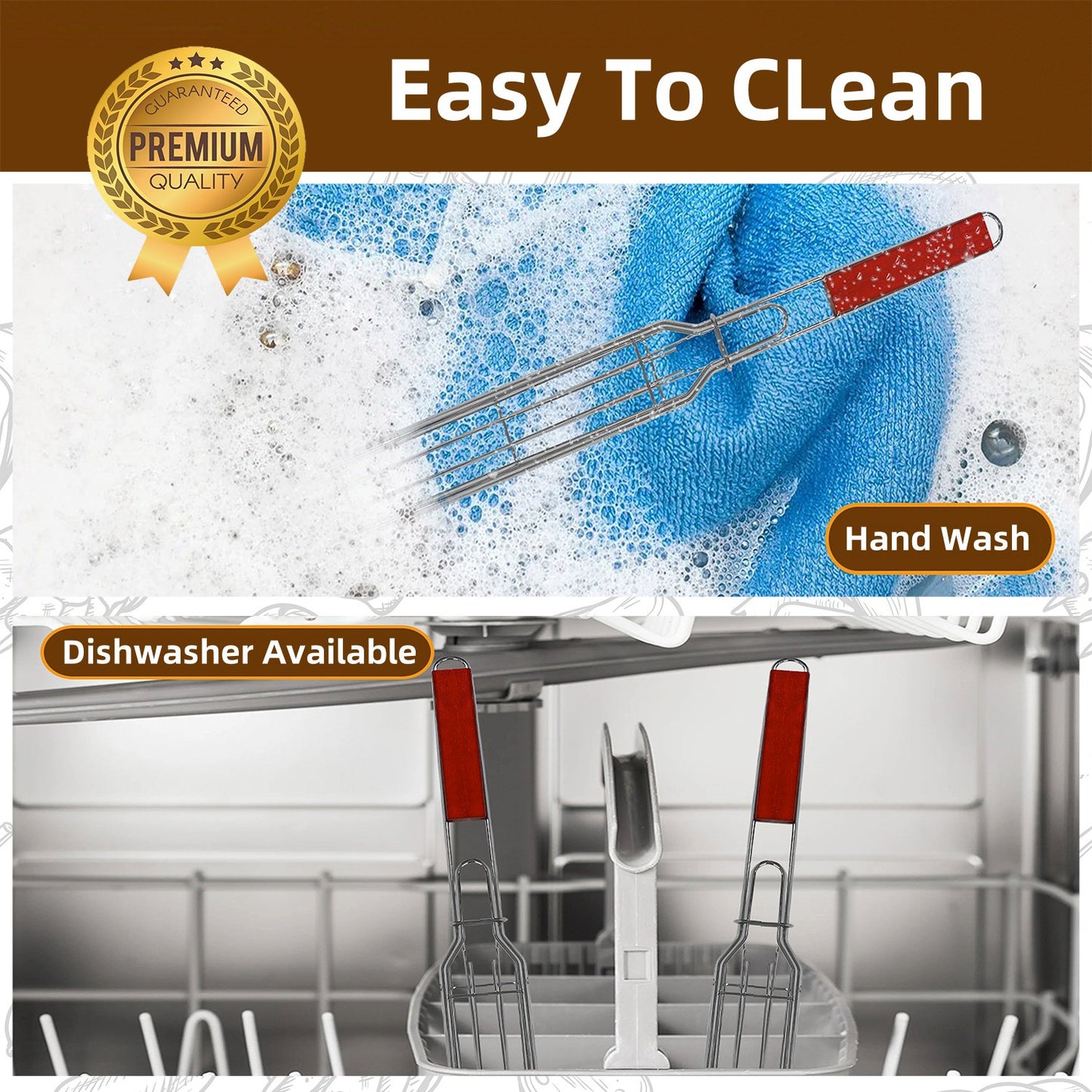 Cestello per Griglia con Manico in Legno