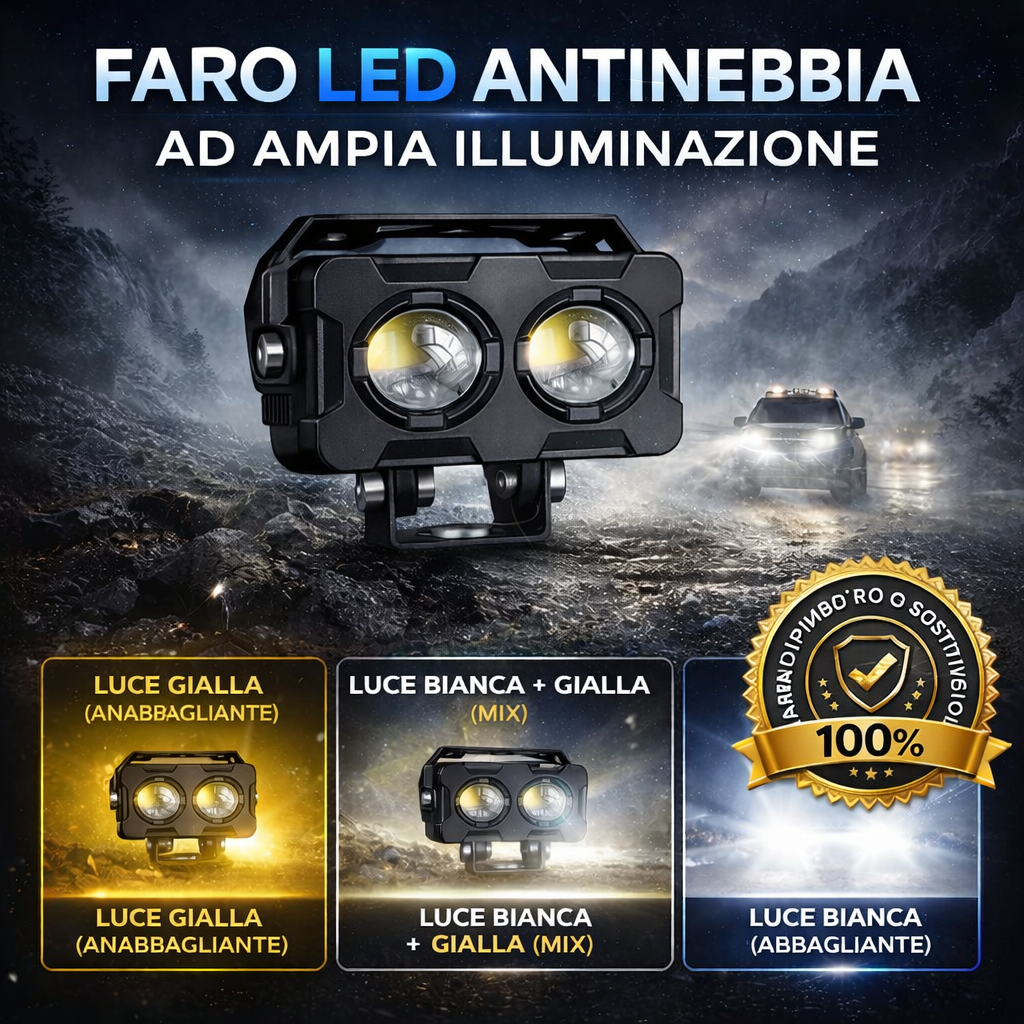 Faro LED antinebbia ad ampia illuminazione
