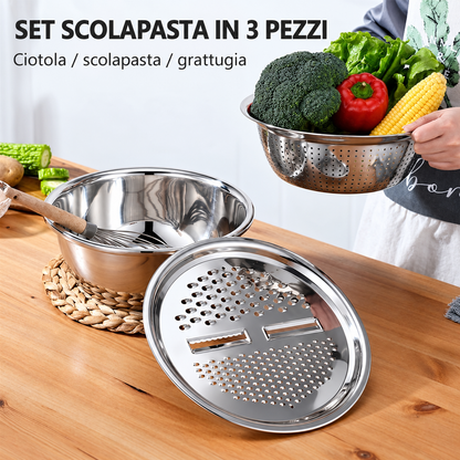 Set Ciotola Multifunzione 3 in 1 in Acciaio Inox 🥣