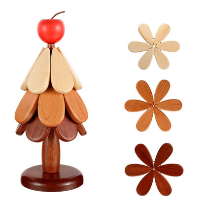 Sottopentola a forma di albero in legno naturale