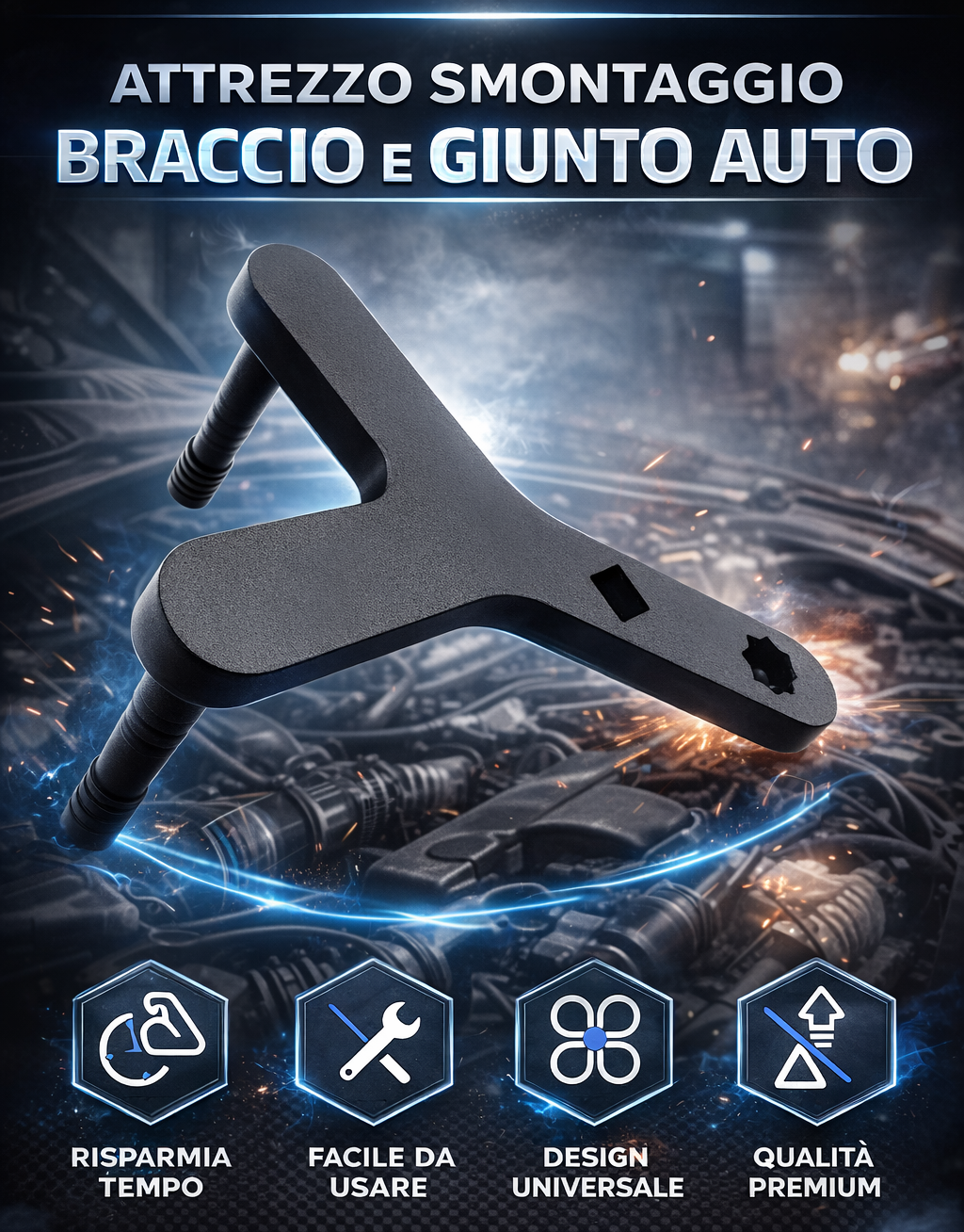 Attrezzo smontaggio braccio e giunto auto