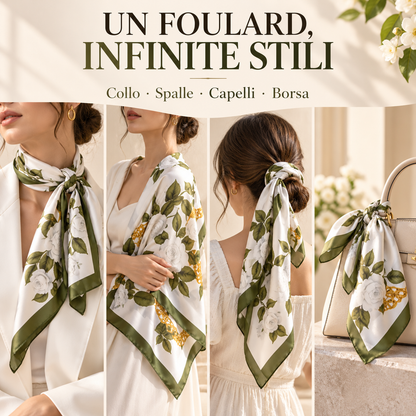 OFFERTA ESCLUSIVA | Foulard Elegante in Seta con Motivo Floreale