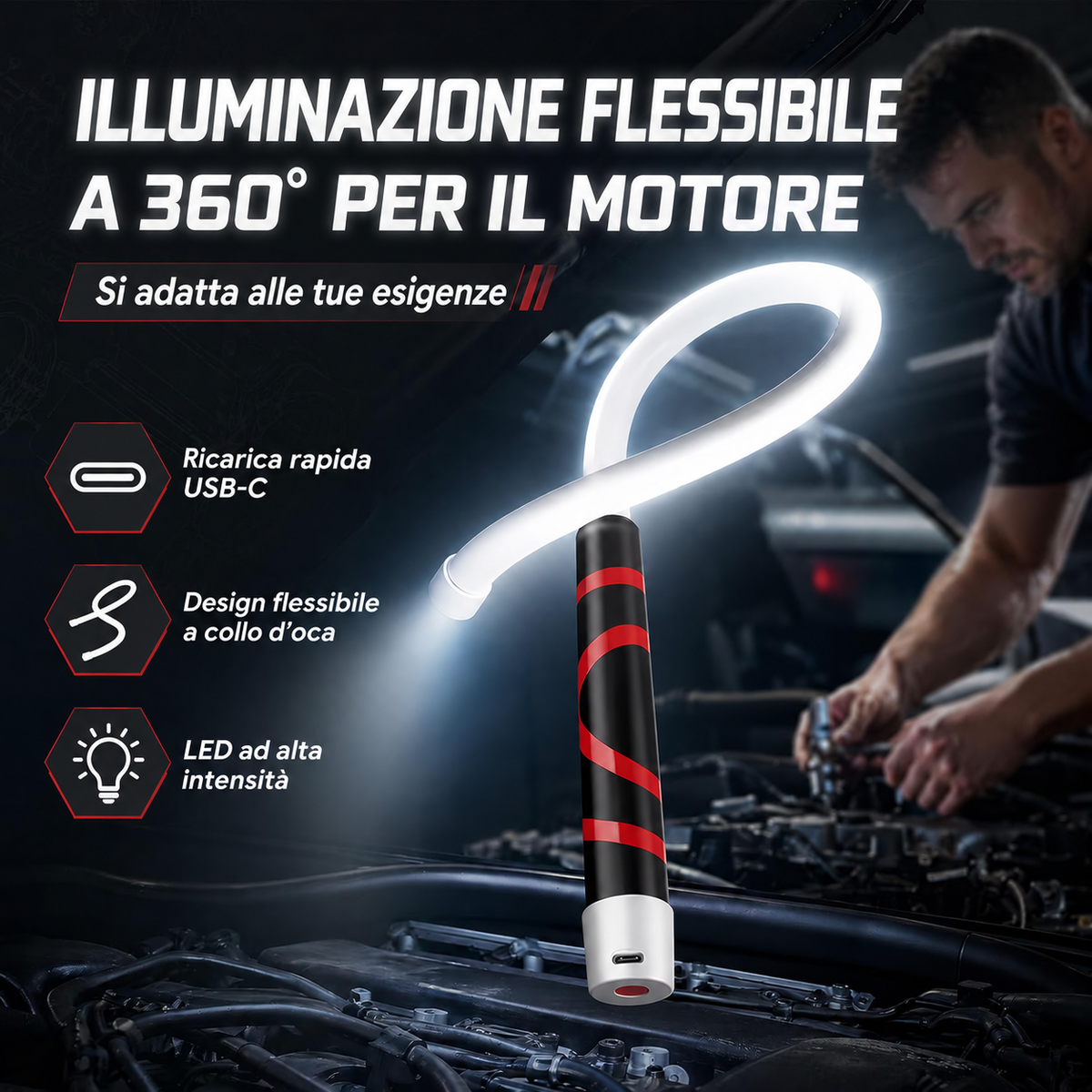 Lampada LED Flessibile da Lavoro 💡