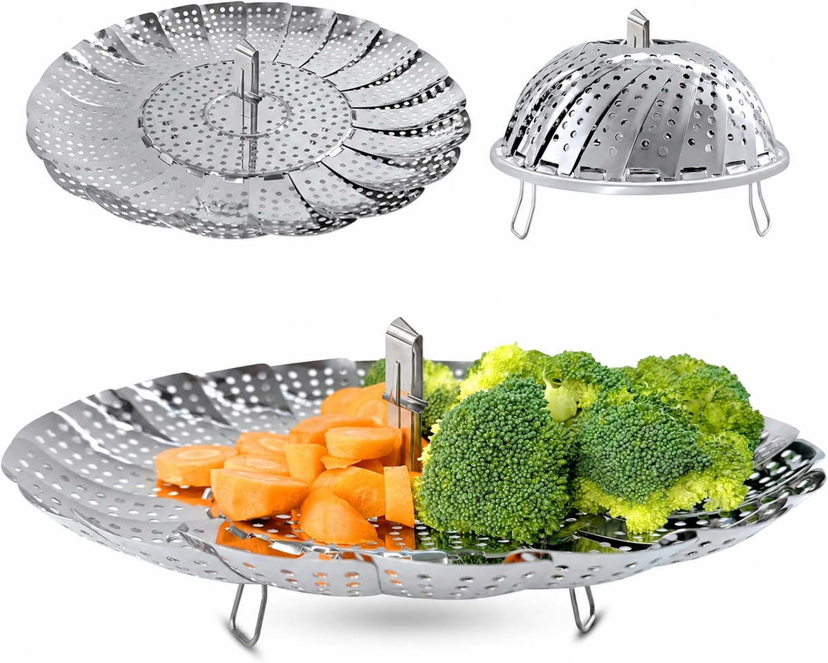 Cestello Vaporiera Pieghevole in Acciaio Inox 🥦