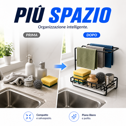 Portaspugna da lavello con porta strofinaccio